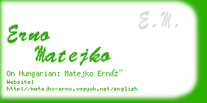 erno matejko business card
